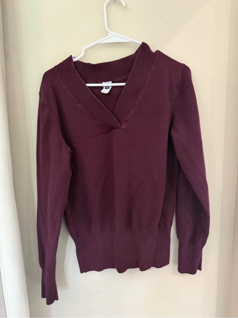 GAP Women's V-Neck Sweater in Wine